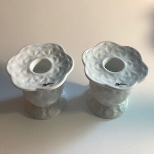 Oleg Cassini white candle holders.  One pair.